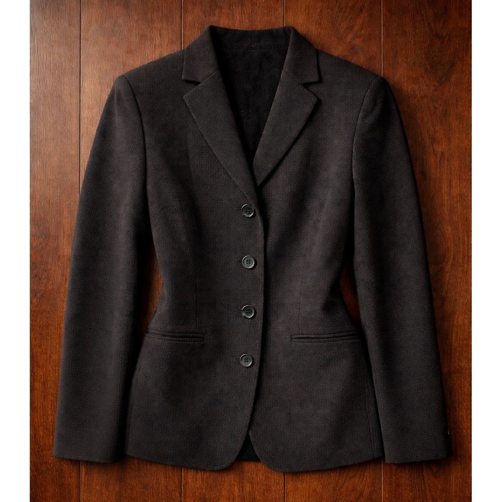 Ann Taylor Vintage 97% Wool Blazer Black Pin Dot Suit Jacket Size 4 90s Office